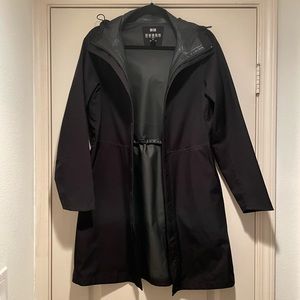 Uniqlo Long Windbreaker Parka Rain Coat Jacket Hooded Black Women's Size XS